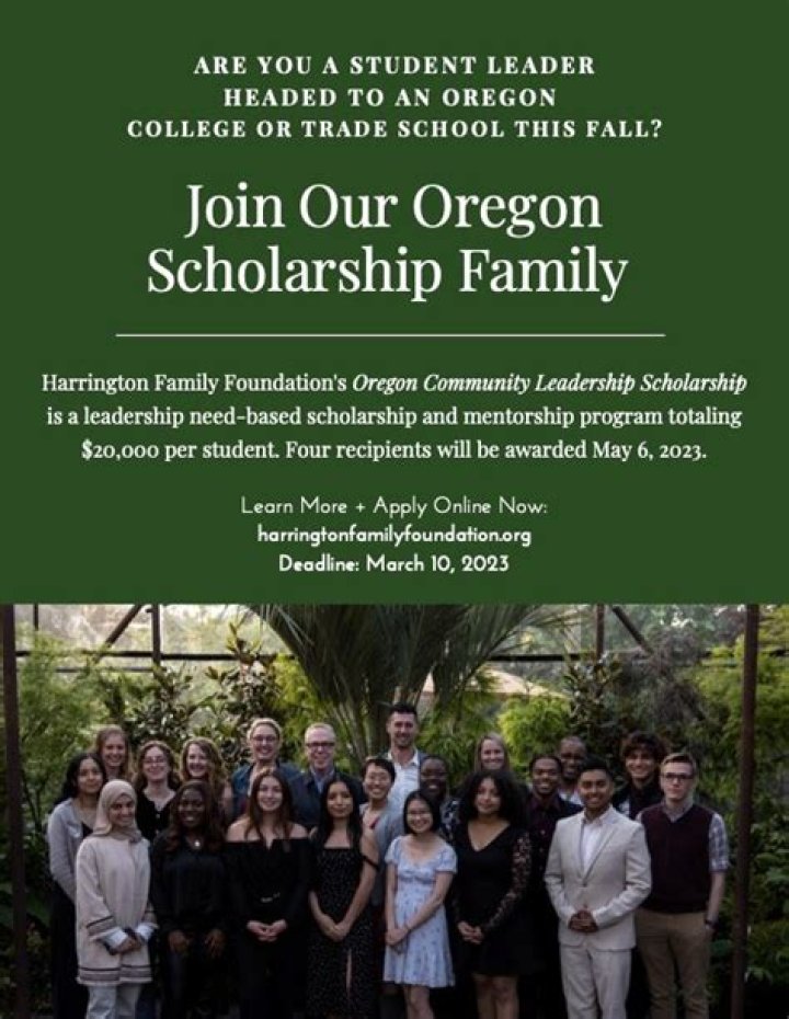 2023 Oregon Community Leadership Scholarship is Live! Harrington