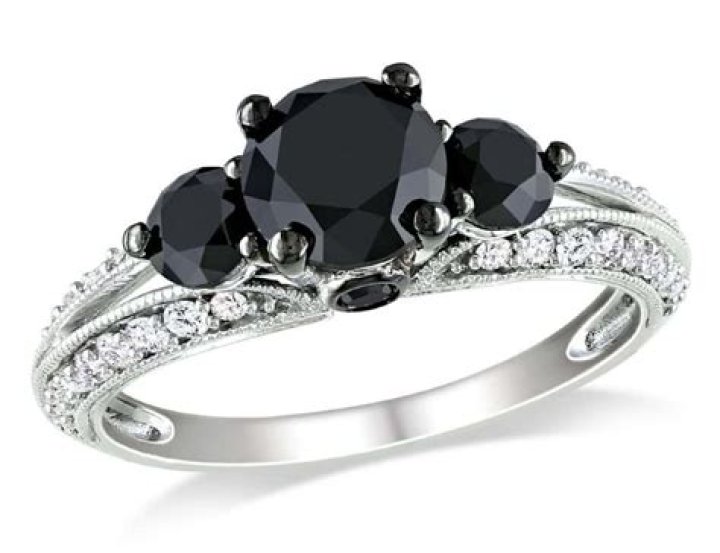 2ct PrincessCut FancyBlack Diamond Engagement Ring 14k Black Gold