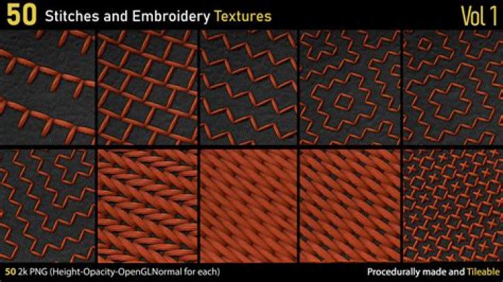 50 Stitches and Embroidery TexturesVol1HeightNormalOpacity