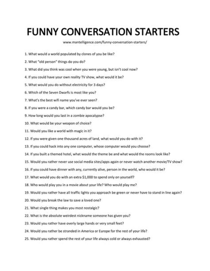 93 Funny Conversation Starters Ignite a conversation with humor