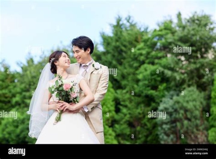 a bride and groom pose for a wedding photo