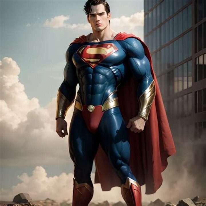 a man in a superman costume standing next to a camera