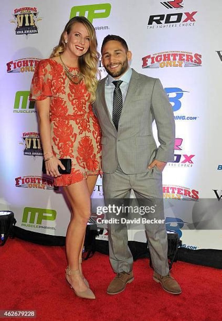 Abby Raines and mixed marital artist Chad Mendes arrive at the... News