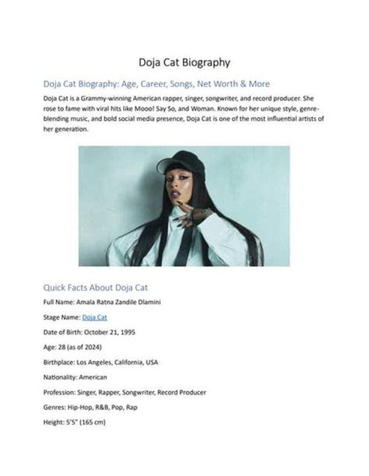 [Artist Biography]Doja Cat Artist Biography CSBD Community