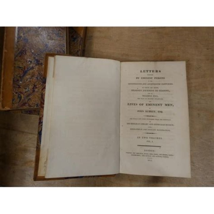 AUBREY, John. Letters Written by Eminent Person in the Seventeenth and