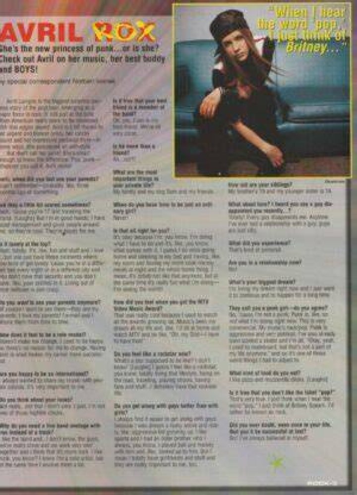 Avril Lavigne Good Charlotte teen magazine clipping Rox Teen Stars