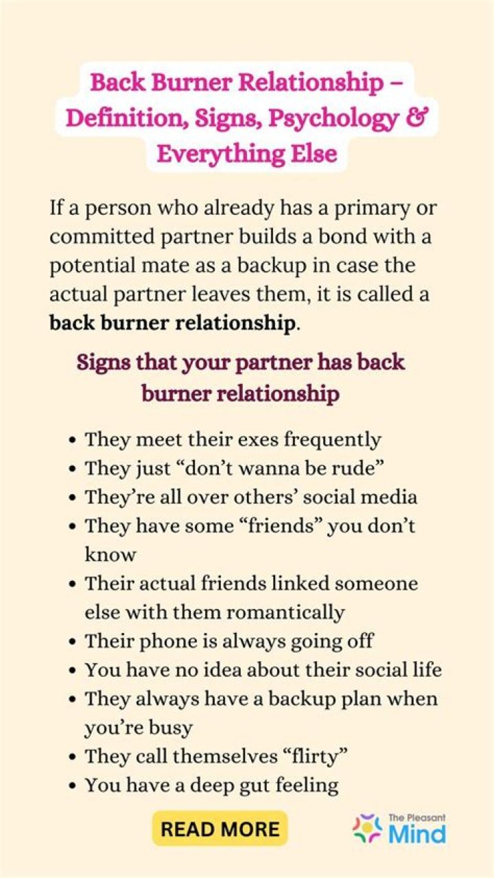 Back Burner Relationship Definition, Signs, Psychology and More