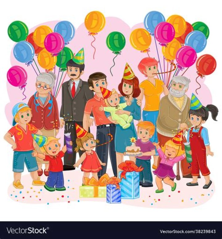 Big happy family together celebrate a birthday Vector Image