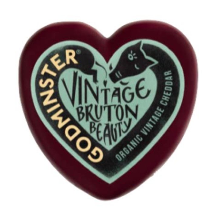 Bio heart shape cheddar 14 month Godminster Aubut (10790)