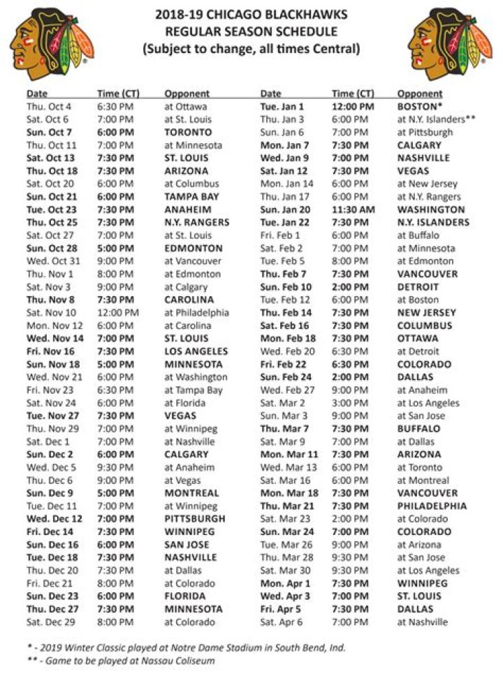 Blackhawks release 202223 schedule, open season at Colorado