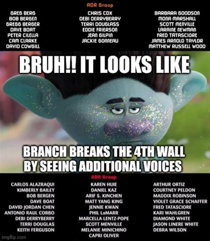 Branch seeing Additional Voices Credit (It's just a joke) Imgflip