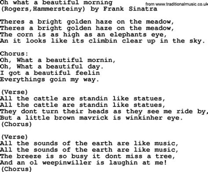 Bruce Springsteen song Oh What A Beautiful Morning, lyrics
