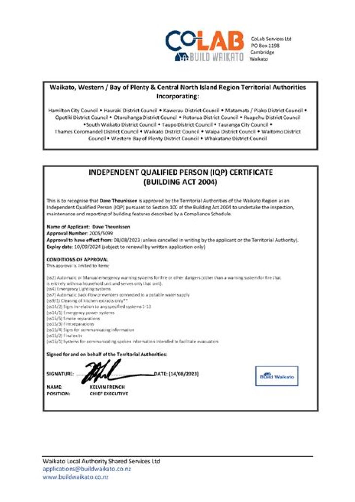 Building Warrant of Fitness Waikato