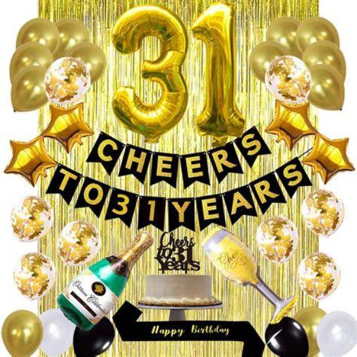 Buy Gold 31st Birthday Decorations kit, Cheers To 31 Years Banner