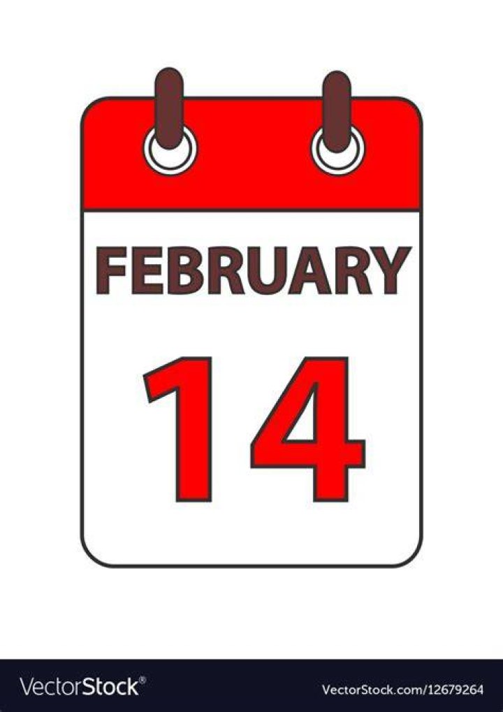 Calendar 14 february Royalty Free Vector Image