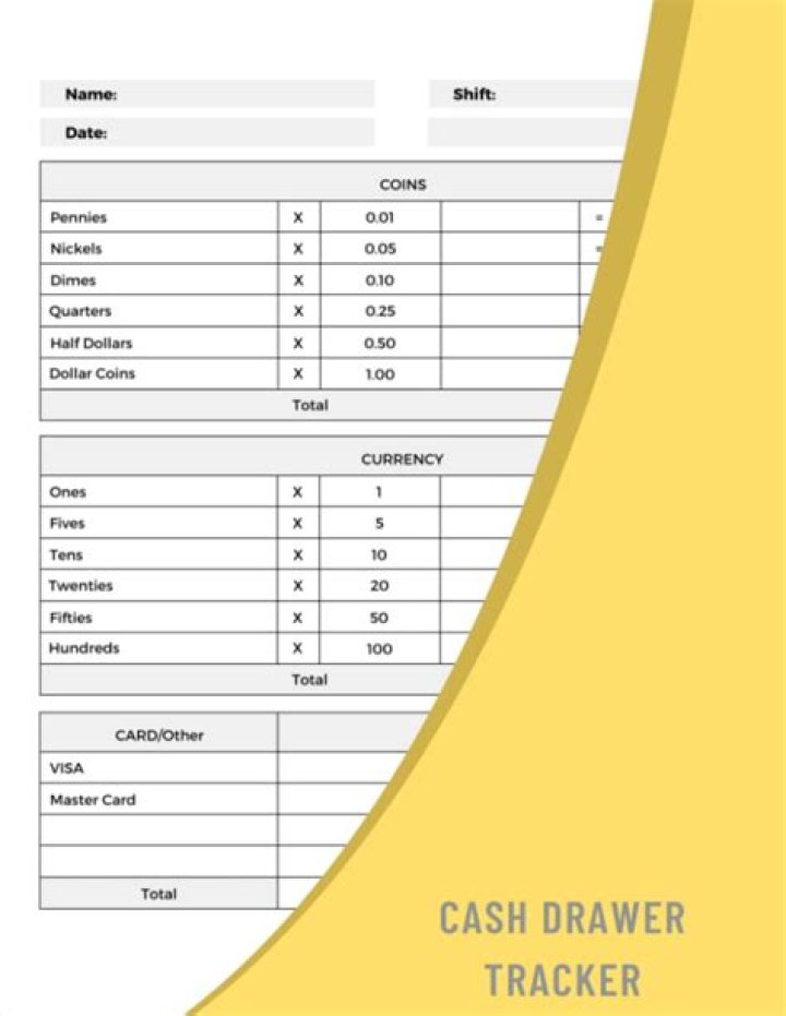 Cash Drawer Tracker A Logbook To Keep Track Your Total Cash On Hand
