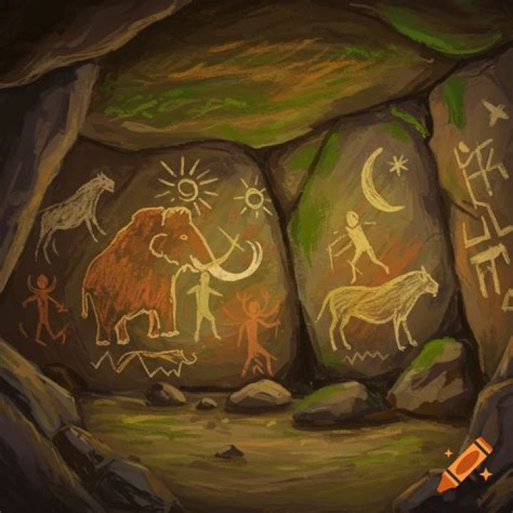 Cave Drawing Pastel by Thomas Petrizzo