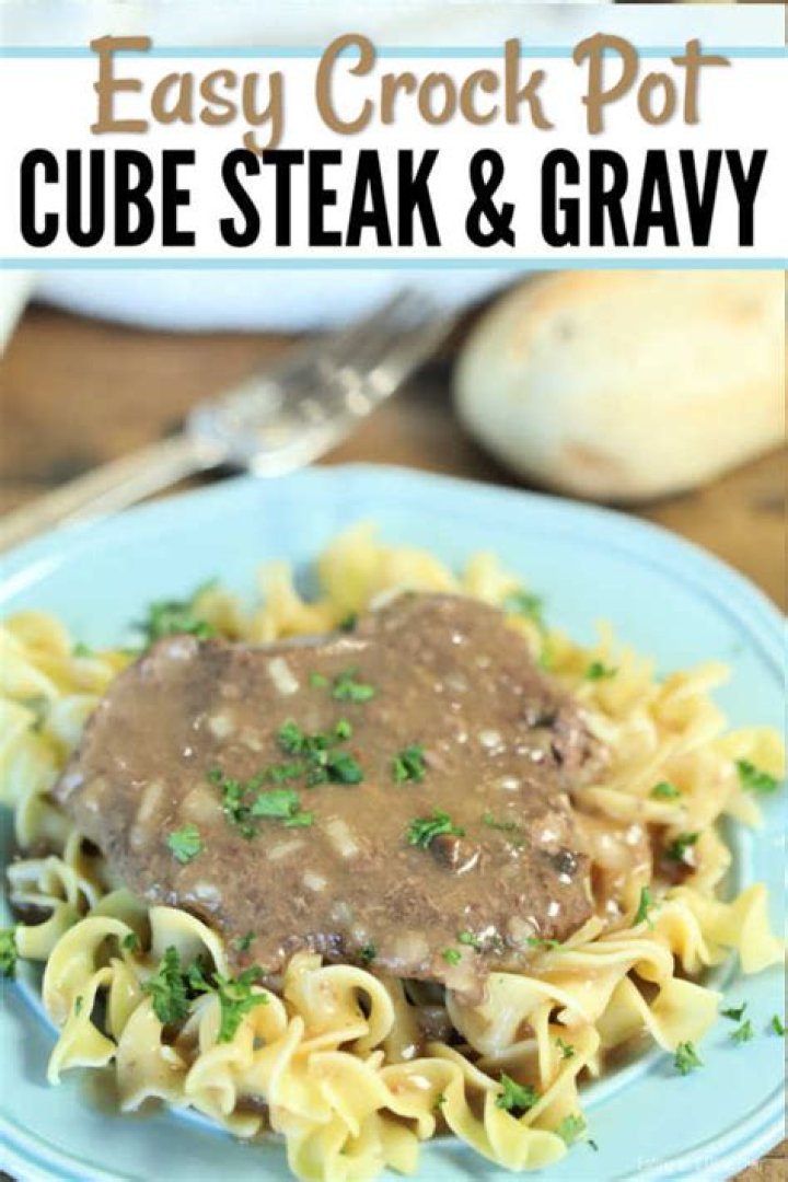 Crock Pot Cube Steak and Gravy made with tender and succulent cubed