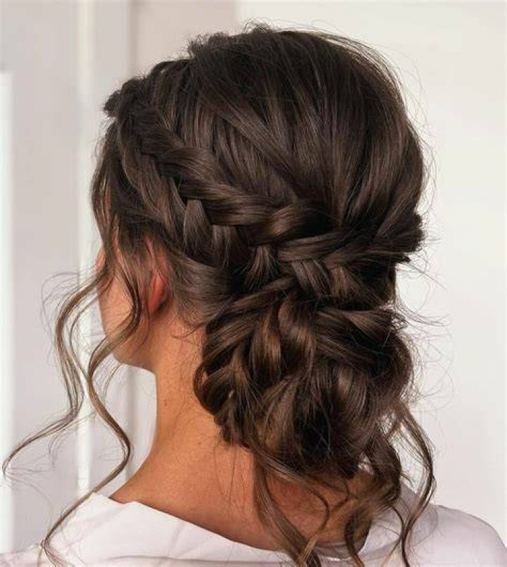 Crown braided updo chignon hairstyle idea,bridal