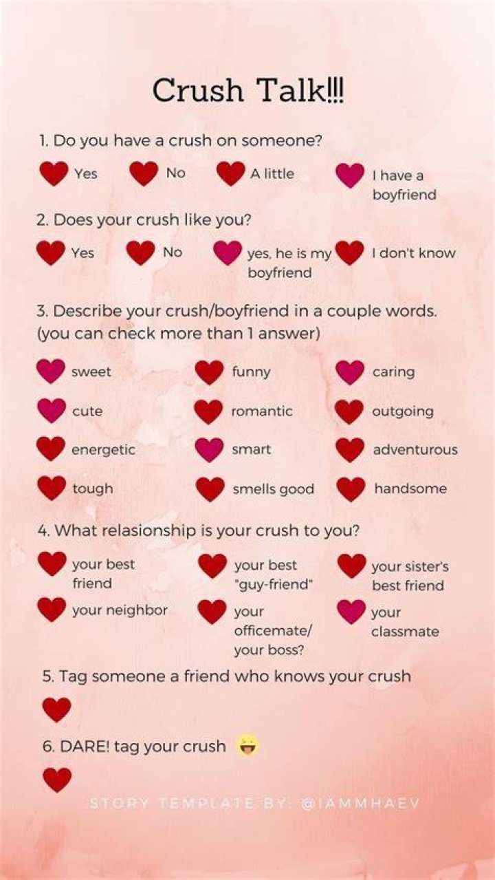 Crush Talk Instagram Story Template Fun Questions to Ask
