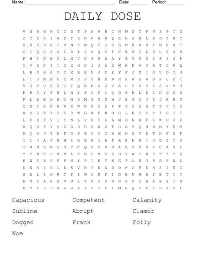 DAILY DOSE Word Search WordMint