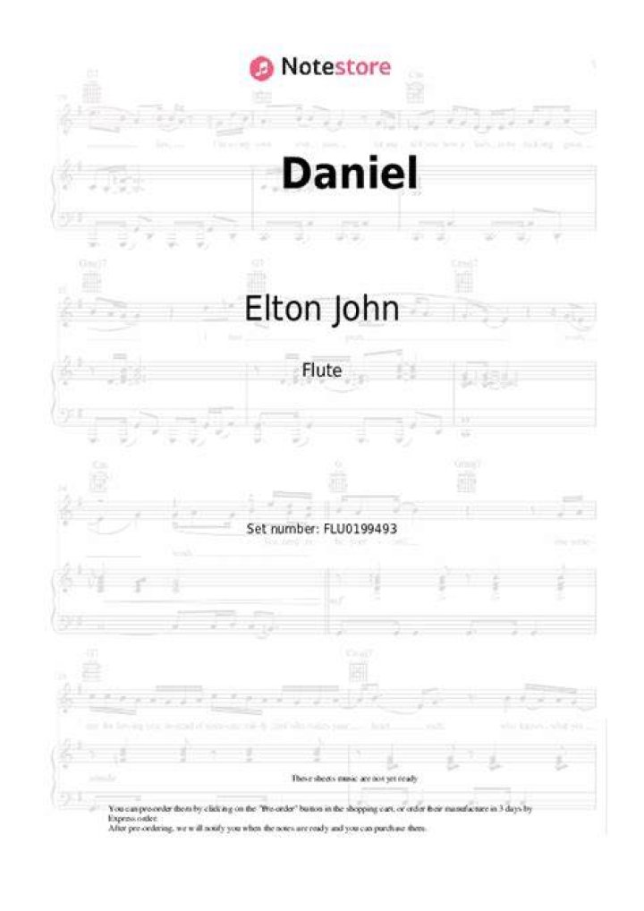 Daniel Sheet Music Elton John Easy Piano