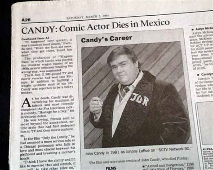 Death of famed comedic actor John Candy...