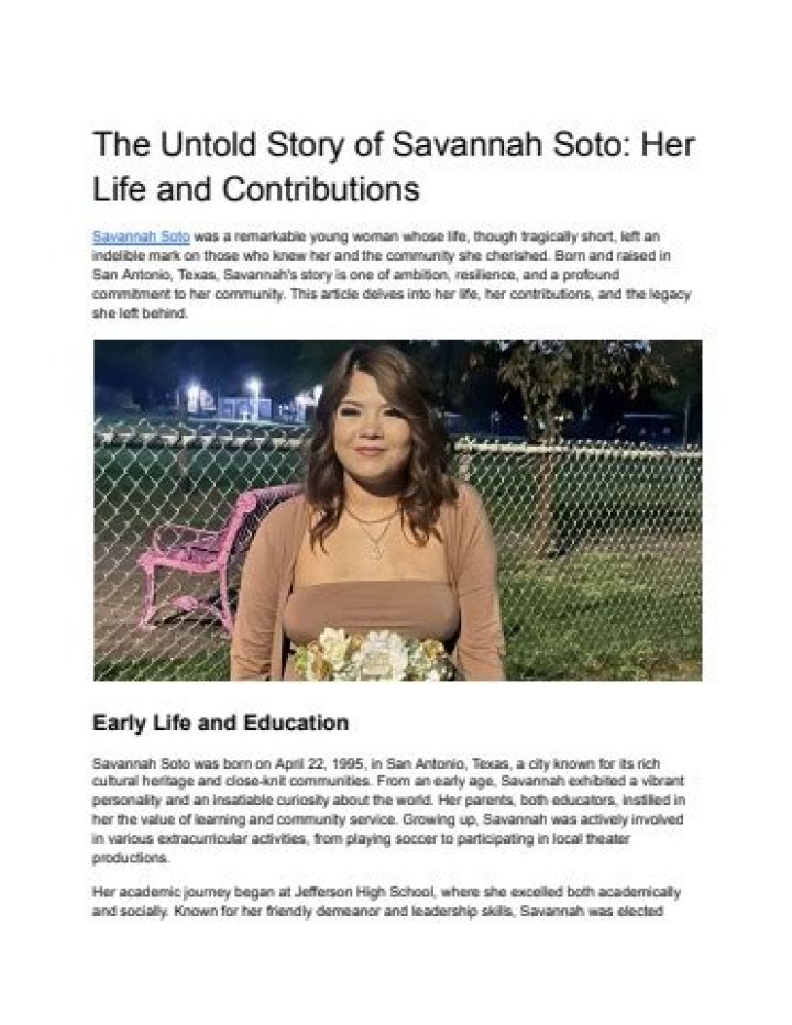 Discover The Untold Story Of Savannah Soto's Life And Legacy