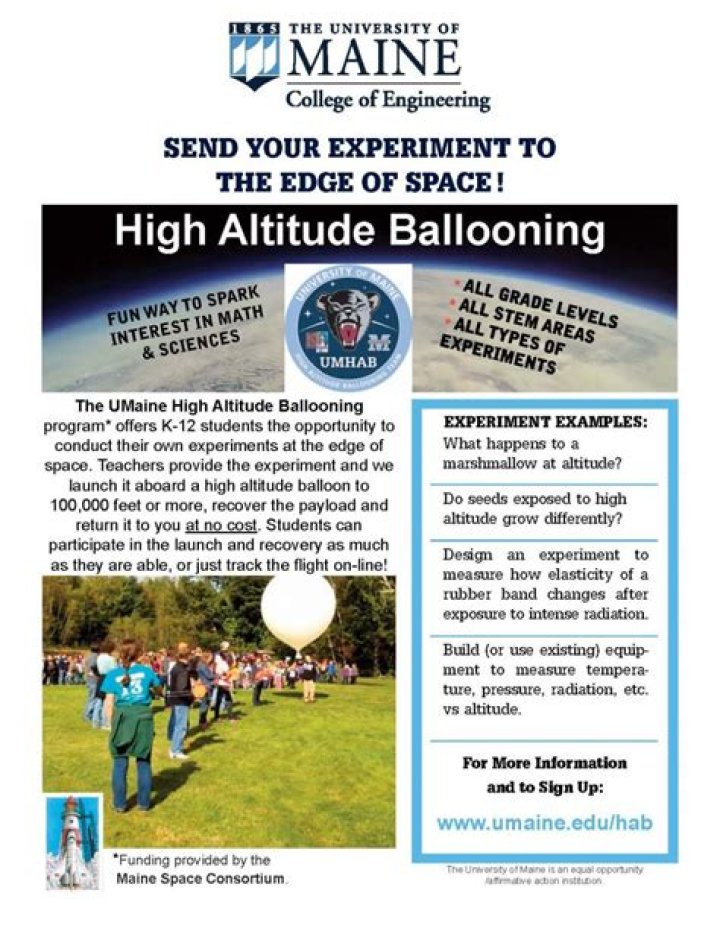 Download Flyer UMaine High Altitude Ballooning University of Maine