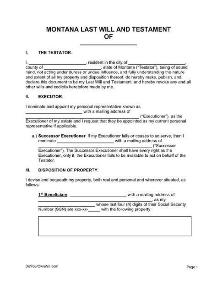 Download Montana Last Will and Testament Form PDF RTF Word