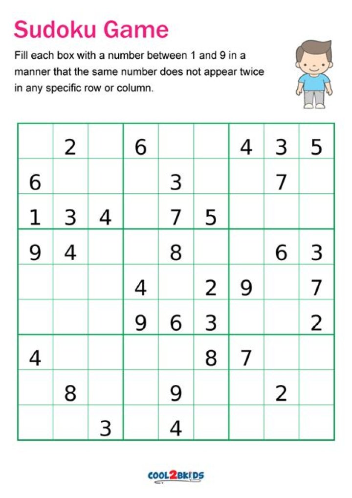 Easy Sudoku Printable Kids Activities Printable Puzzles Sudoku