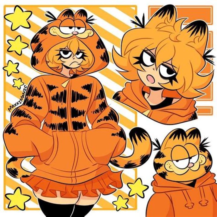 femboy garfield, Garfield Cartoon art styles, Anime character