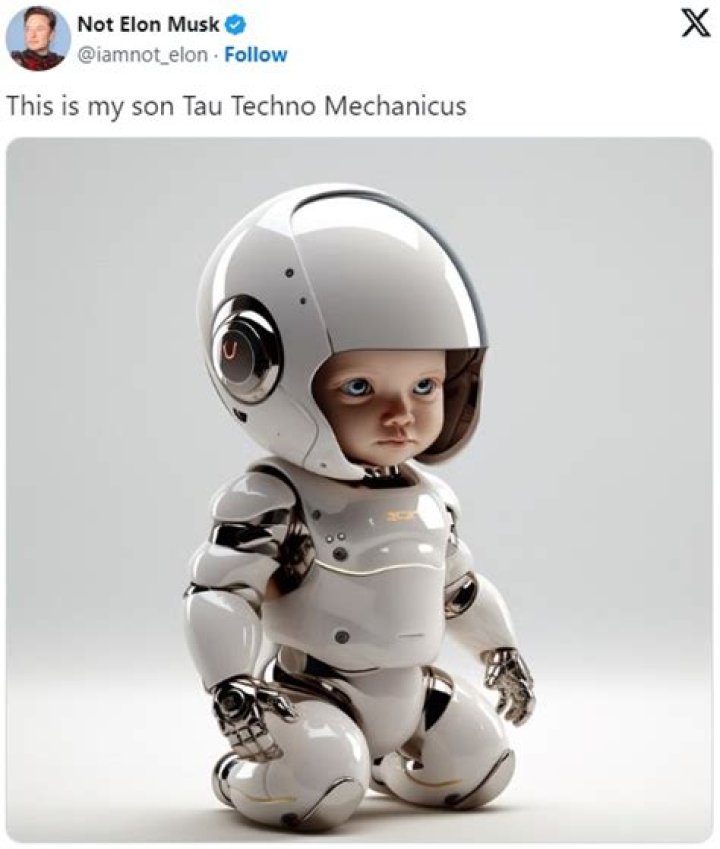 First Picture of Tau Techno Mechanicus Elon Musk and Grimes' Third