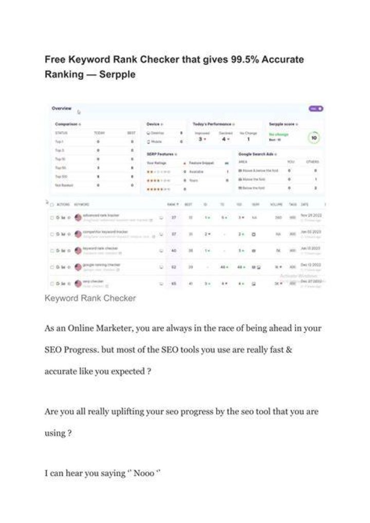 Free Keyword Rank Checker that gives 99.5 Accurate Ranking by