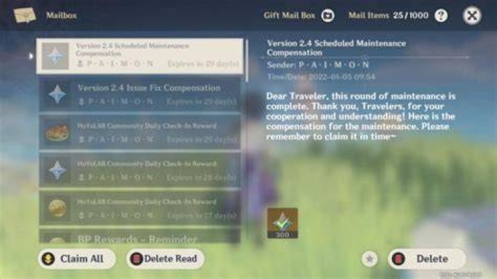 Genshin Impact Maintenance Today Schedule & Rewards