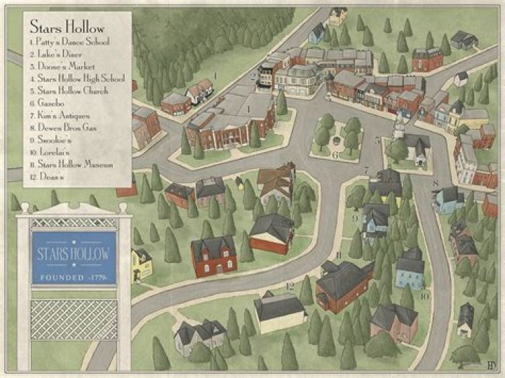 Gilmore Girls Stars Hollow Map Blanket, 50x60 Pillows & Blankets