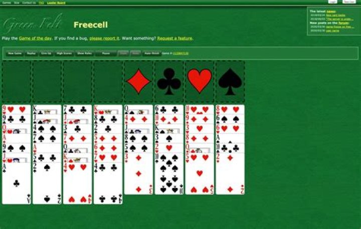 Green Felt Freecell Solitaire And Puzzle Games SHO NEWS