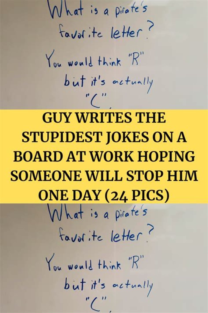 Guy Writes The Stupidest Jokes On A Board At Work Hoping Someone Will