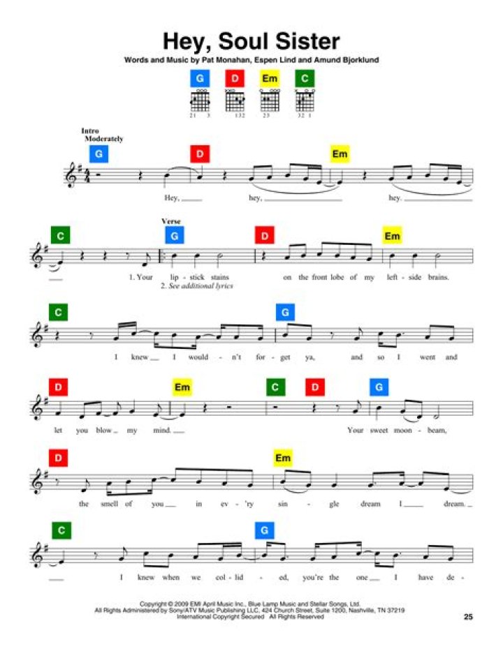 Hey Soul Sister Guitar Chords