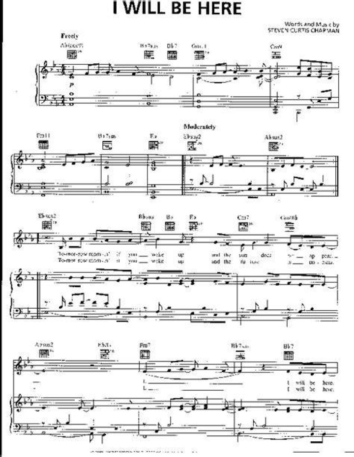 I Will Be Here Sheet Music Steven Curtis Chapman Guitar Chords/Lyrics