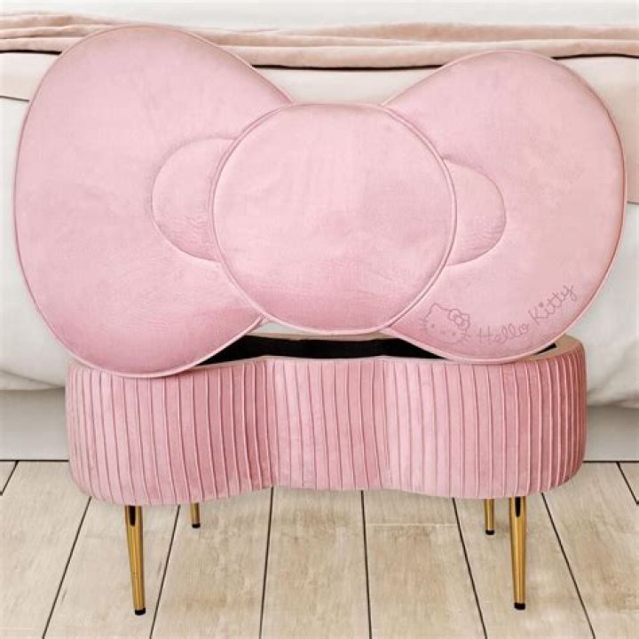 Impressions Vanity Hello Kitty Bow Velvet Ottoman Storage Bench with