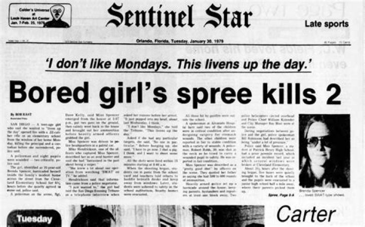 In 1979, 16YearOld Brenda Spencer Killed 2 People. When Asked Why She
