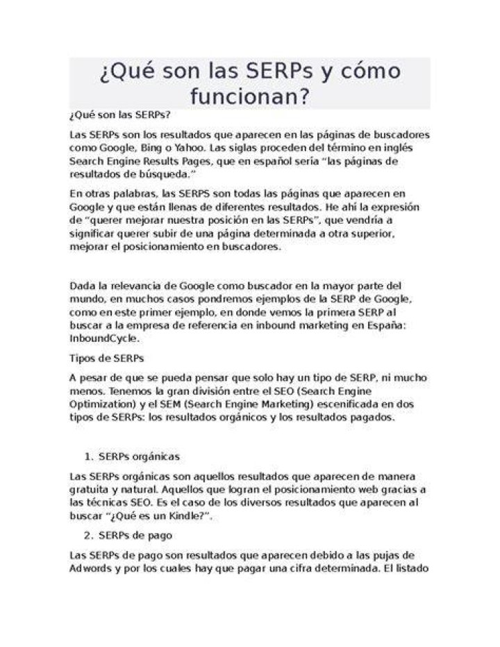 &iquest;Qu&eacute; son los SERPs? Las p&aacute;ginas de resultados del motor de b&uacute;squeda