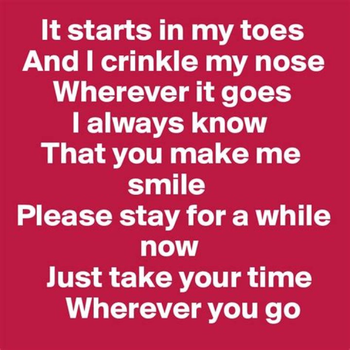 It starts in my toes, and I crinkle my nose. Wherever it goes I always