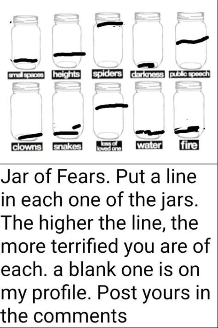 Jar of Fears. Put a line in each one of thejars. The higher the line