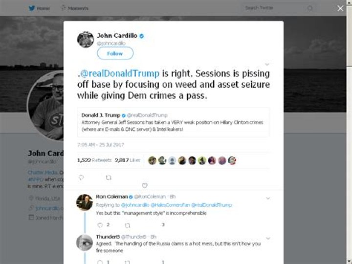 John Cardillo on Twitter ".realDonaldTrump is right. Sessions is