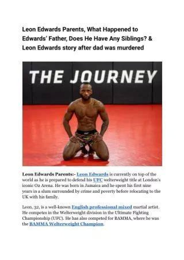 Leon Edwards story after dad was murdered, crime to win UFC
