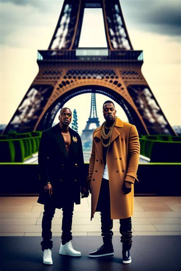 Lexica Kanye west and jayz paris, infront of eiffel tower