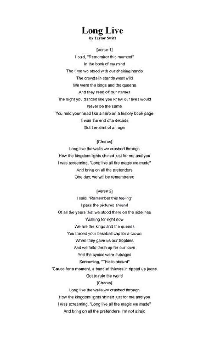 Long Live Song Lyrics Speak Now Taylor Swift Svg Cutting File
