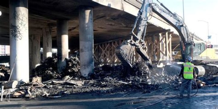 Los Angeles freeway closed after fire will reopen next Tuesday, ahead